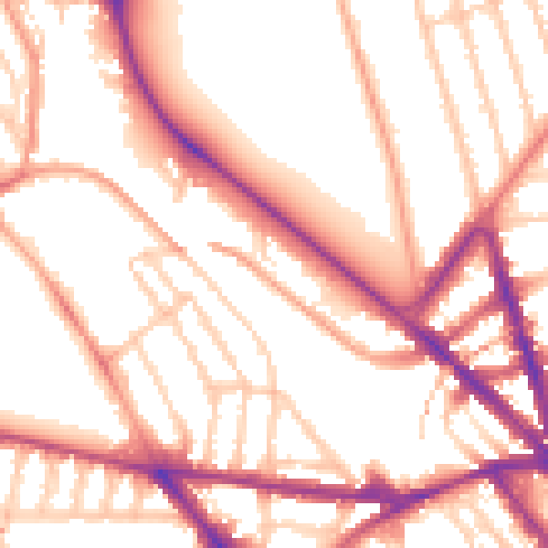Daytime road noise heatmap for BN1 6AN