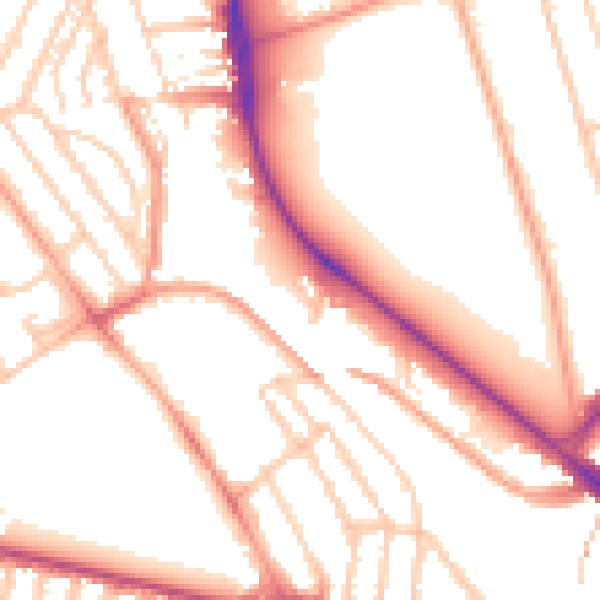 Daytime road noise heatmap for BN1 6AP