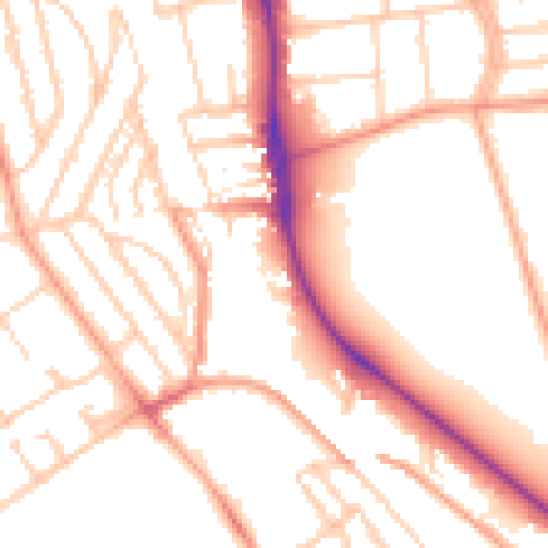 Daytime road noise heatmap for BN1 6DS