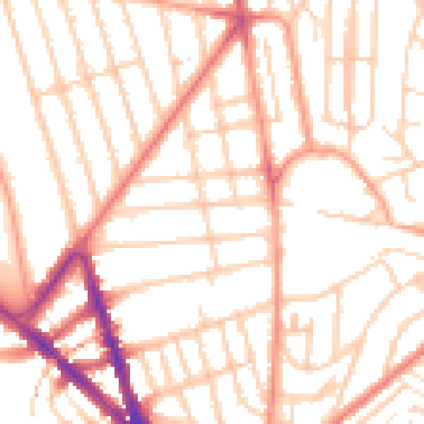 Daytime road noise heatmap for BN1 6EG