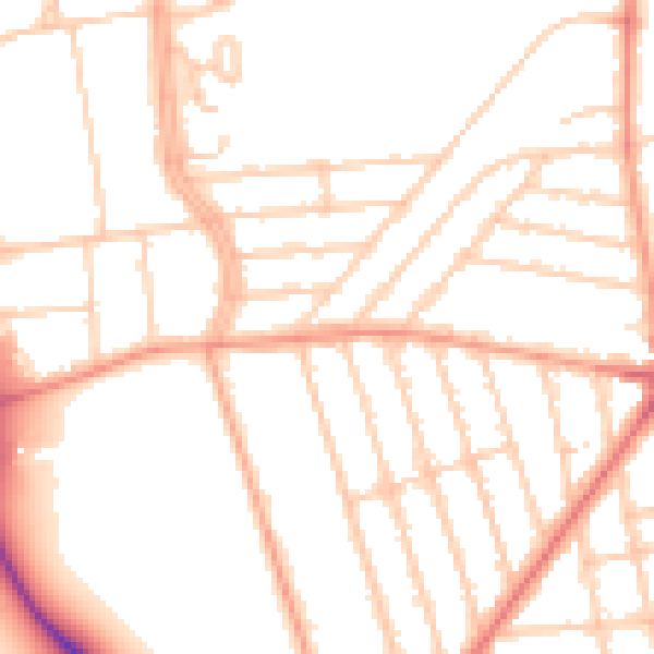 Daytime road noise heatmap for BN1 6EW