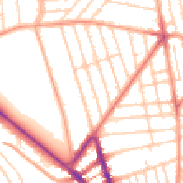 Daytime road noise heatmap for BN1 6GL
