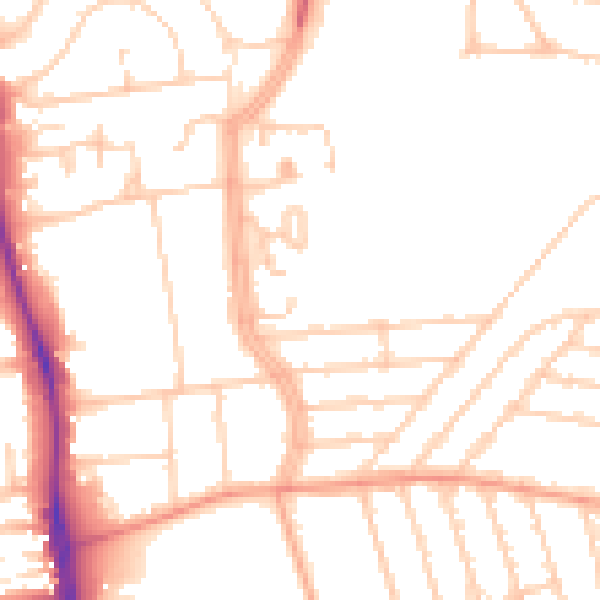 Daytime road noise heatmap for BN1 6PR