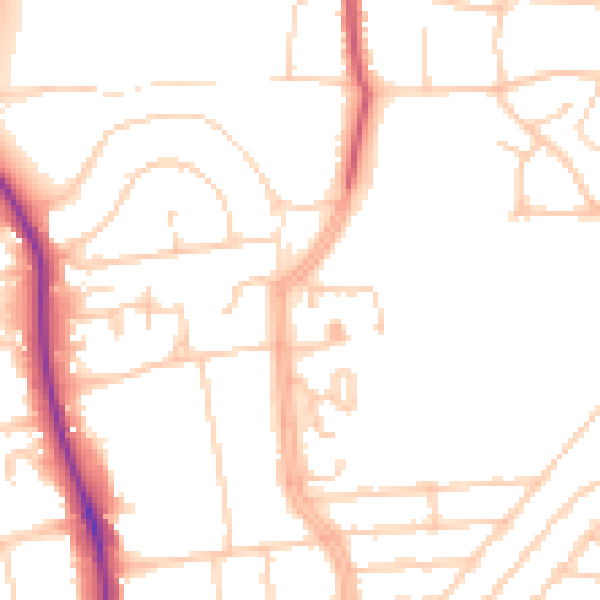 Daytime road noise heatmap for BN1 6QE