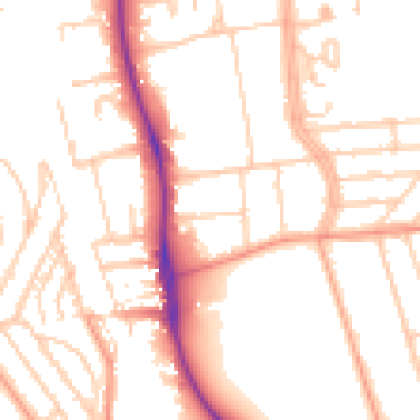 Daytime road noise heatmap for BN1 6RB