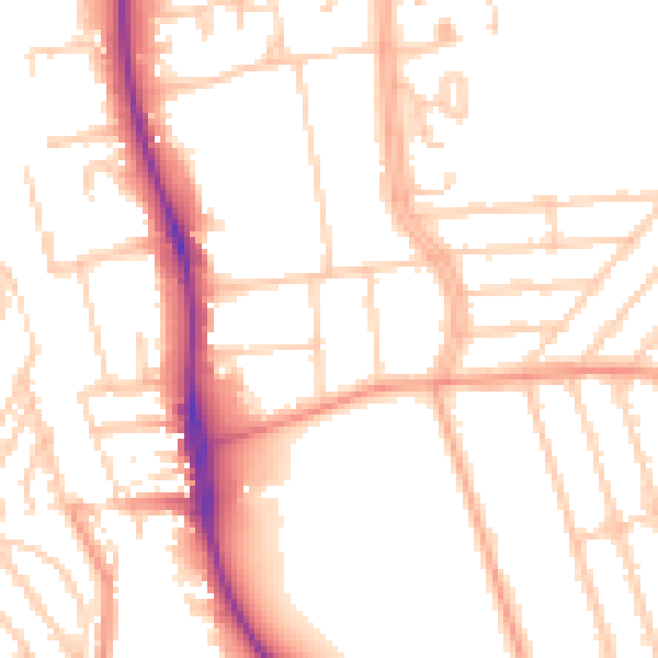 Daytime road noise heatmap for BN1 6RD