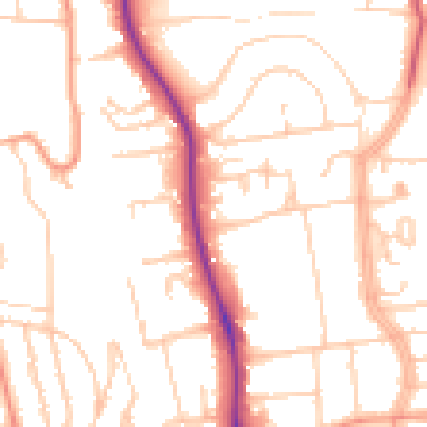 Daytime road noise heatmap for BN1 6RN