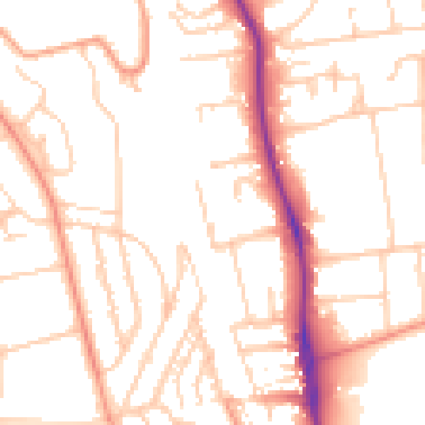 Daytime road noise heatmap for BN1 6SF