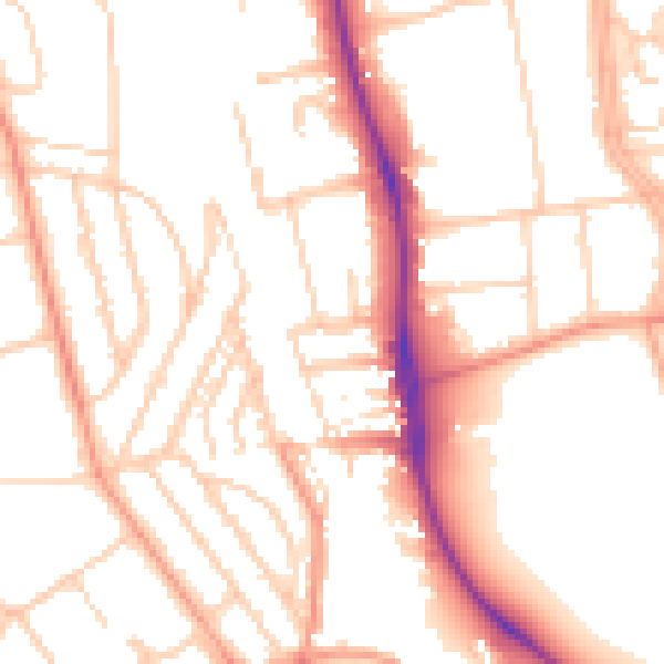 Daytime road noise heatmap for BN1 6SL