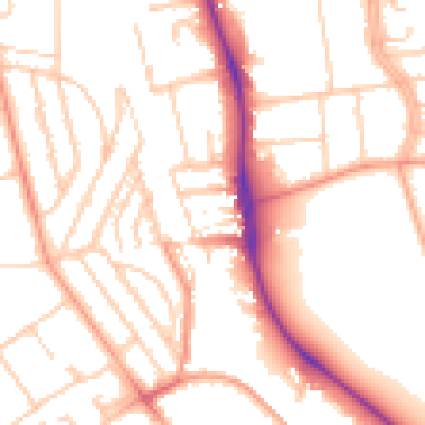 Daytime road noise heatmap for BN1 6SP