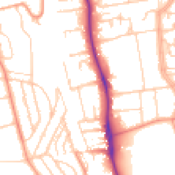 Daytime road noise heatmap for BN1 6SS