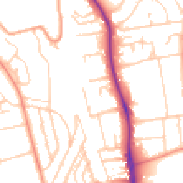 Daytime road noise heatmap for BN1 6TA