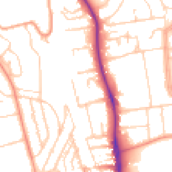Daytime road noise heatmap for BN1 6TU