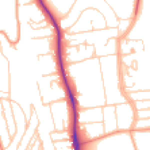 Daytime road noise heatmap for BN1 6UB