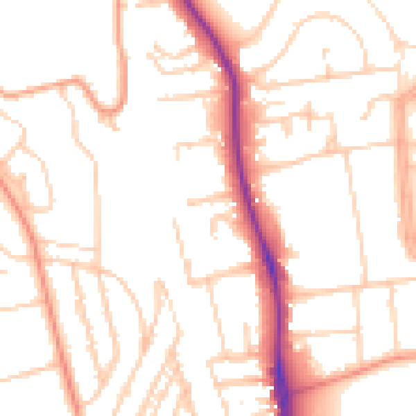Daytime road noise heatmap for BN1 6UG