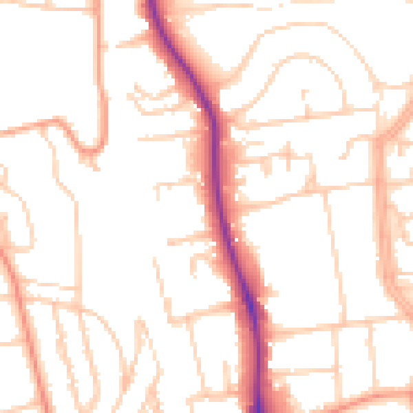 Daytime road noise heatmap for BN1 6UJ
