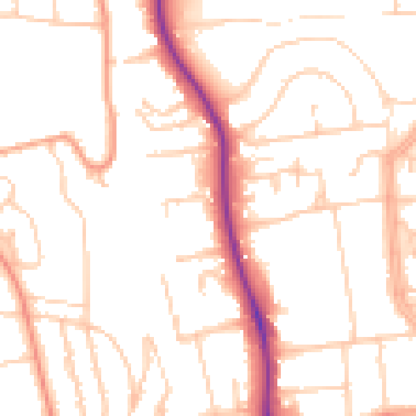 Daytime road noise heatmap for BN1 6UL