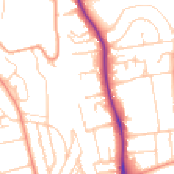 Daytime road noise heatmap for BN1 6UR