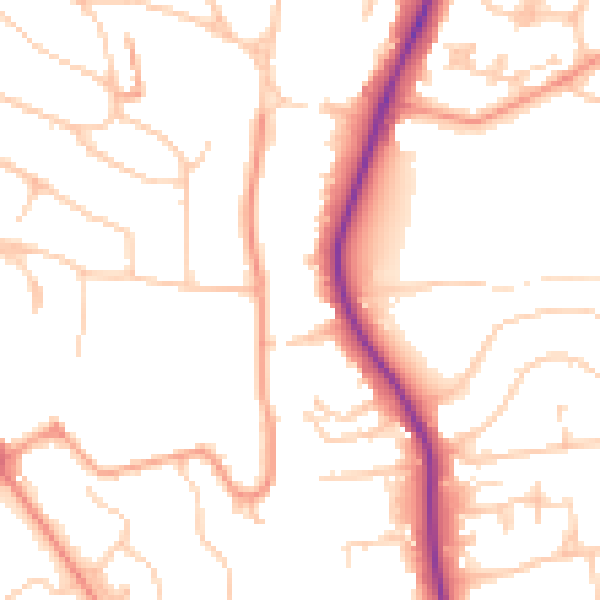 Daytime road noise heatmap for BN1 6XP