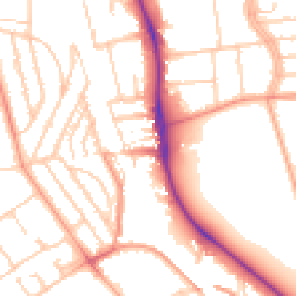 Daytime road noise heatmap for BN1 6XU
