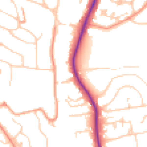Daytime road noise heatmap for BN1 6YL
