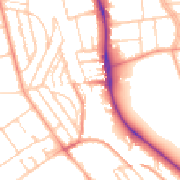 Daytime road noise heatmap for BN1 6ZD