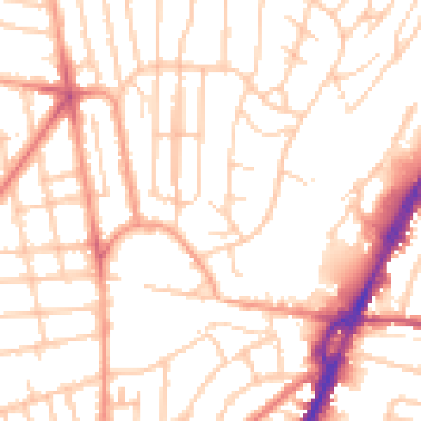 Daytime road noise heatmap for BN1 7ED