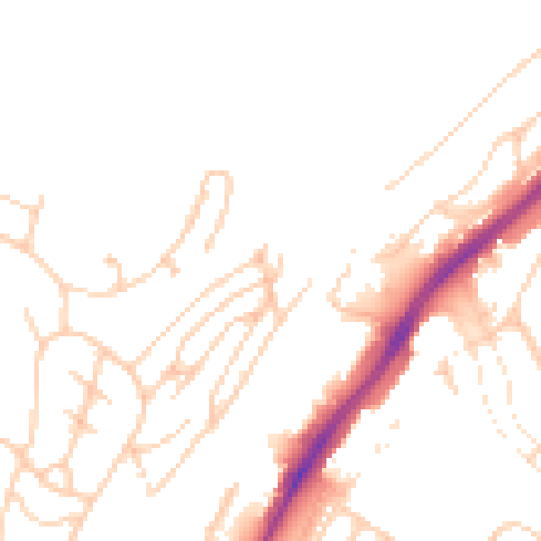 Daytime road noise heatmap for BN1 7FF