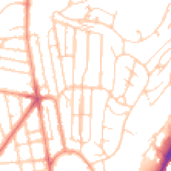 Daytime road noise heatmap for BN1 7GE