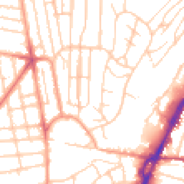 Daytime road noise heatmap for BN1 7GN