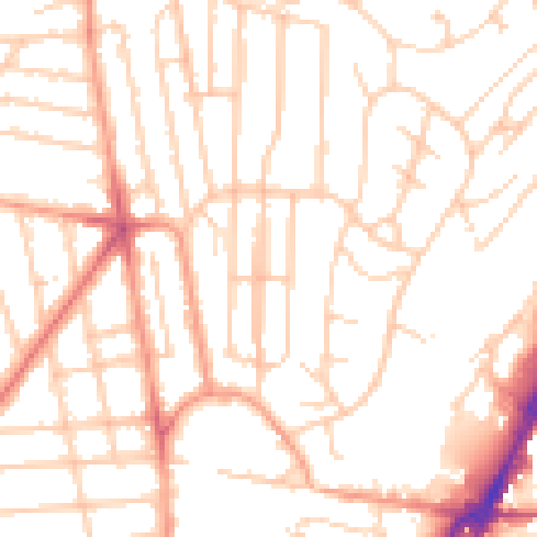 Daytime road noise heatmap for BN1 7GP