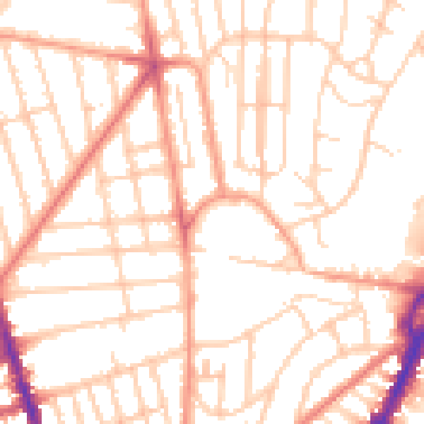 Daytime road noise heatmap for BN1 7GT