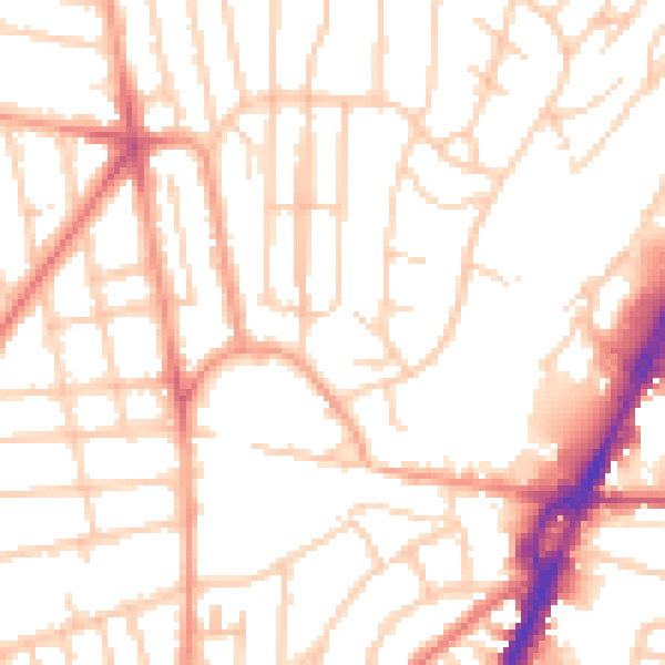 Daytime road noise heatmap for BN1 7GY