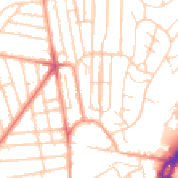 Daytime road noise heatmap for BN1 7HB
