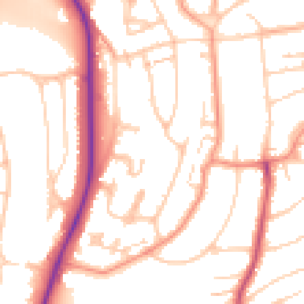 Daytime road noise heatmap for BN1 8AL