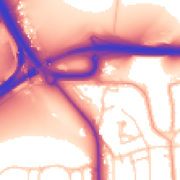 Daytime road noise heatmap for BN1 8AN