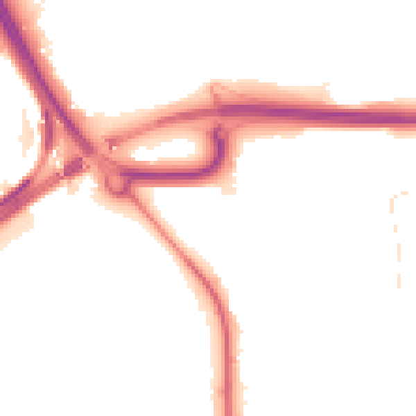 Night-time road noise heatmap for BN1 8AN