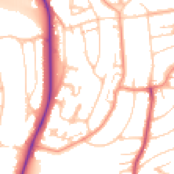 Daytime road noise heatmap for BN1 8BL