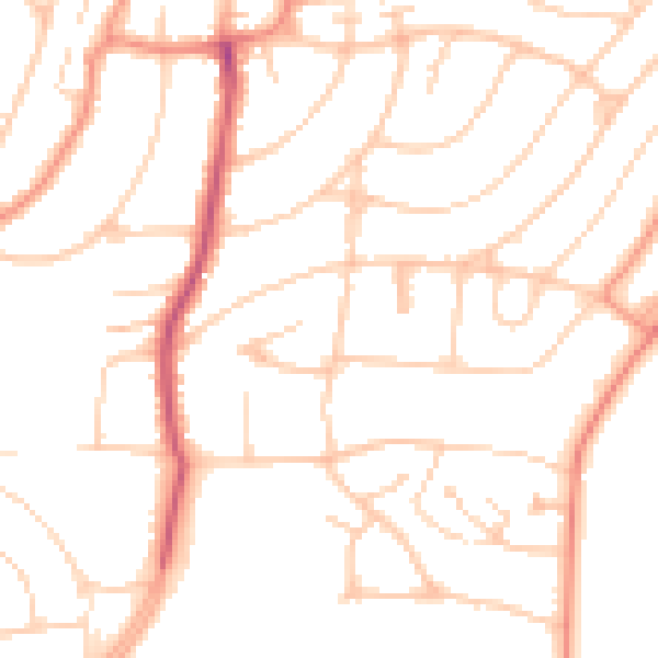Daytime road noise heatmap for BN1 8ED