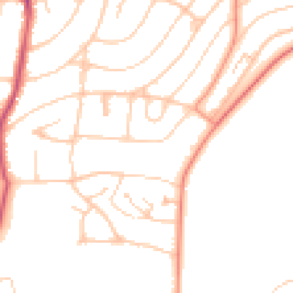 Daytime road noise heatmap for BN1 8EG