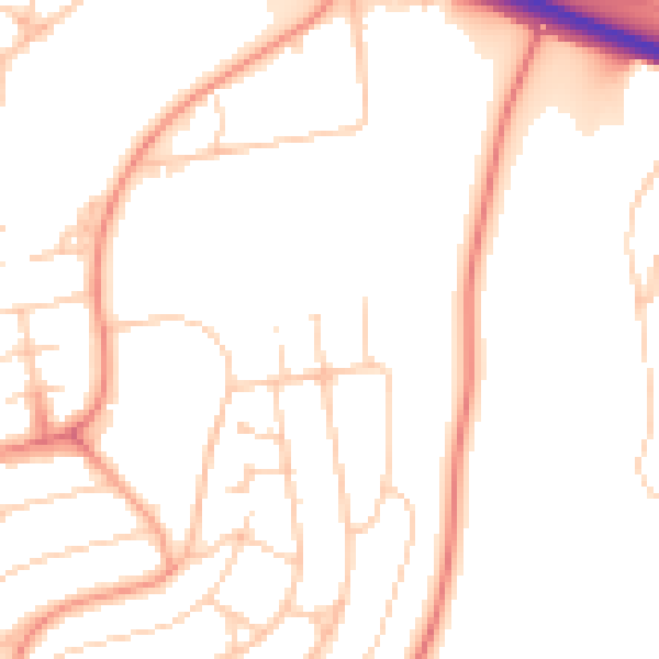 Daytime road noise heatmap for BN1 8GP