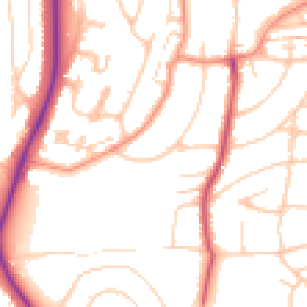 Daytime road noise heatmap for BN1 8HA