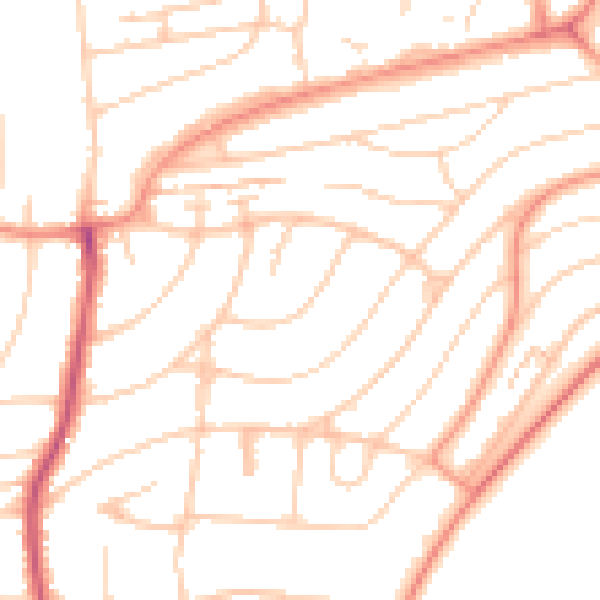Daytime road noise heatmap for BN1 8JD