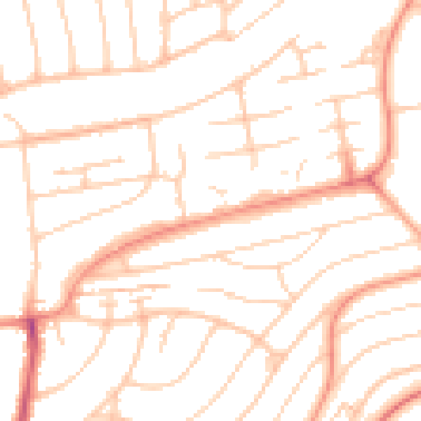 Daytime road noise heatmap for BN1 8LE