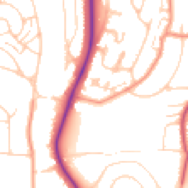 Daytime road noise heatmap for BN1 8NB