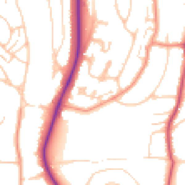 Daytime road noise heatmap for BN1 8ND