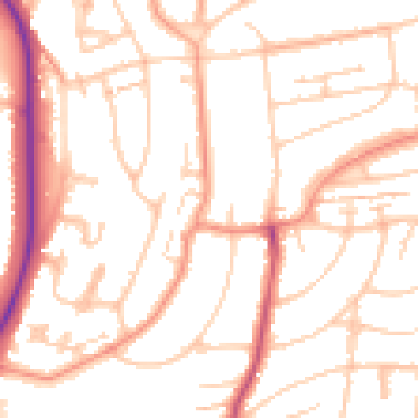 Daytime road noise heatmap for BN1 8NG