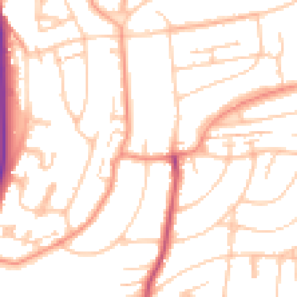 Daytime road noise heatmap for BN1 8NJ