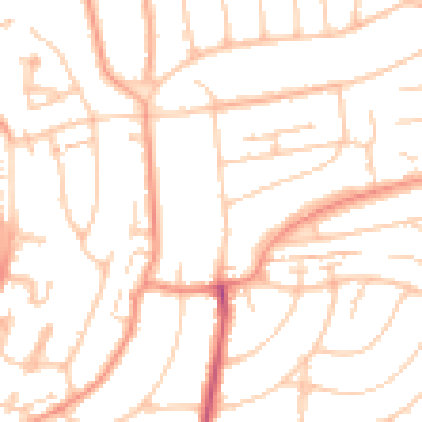 Daytime road noise heatmap for BN1 8NZ