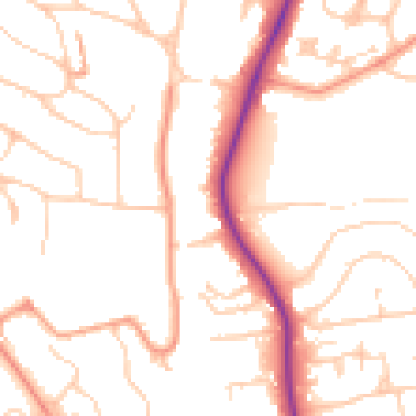 Daytime road noise heatmap for BN1 8PU